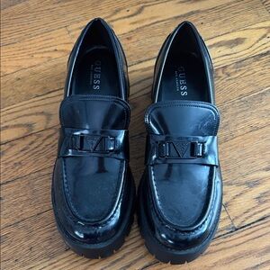 Guess Lug Sole Loafers Black Platform Chunky Shoes Women’s Size 10M